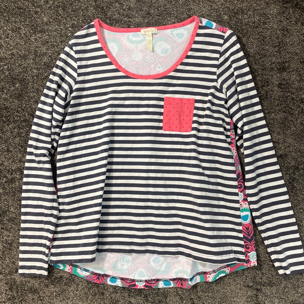 Matilda Jane Long Sleeve Striped Back Print Ragland Long Sleeve size S